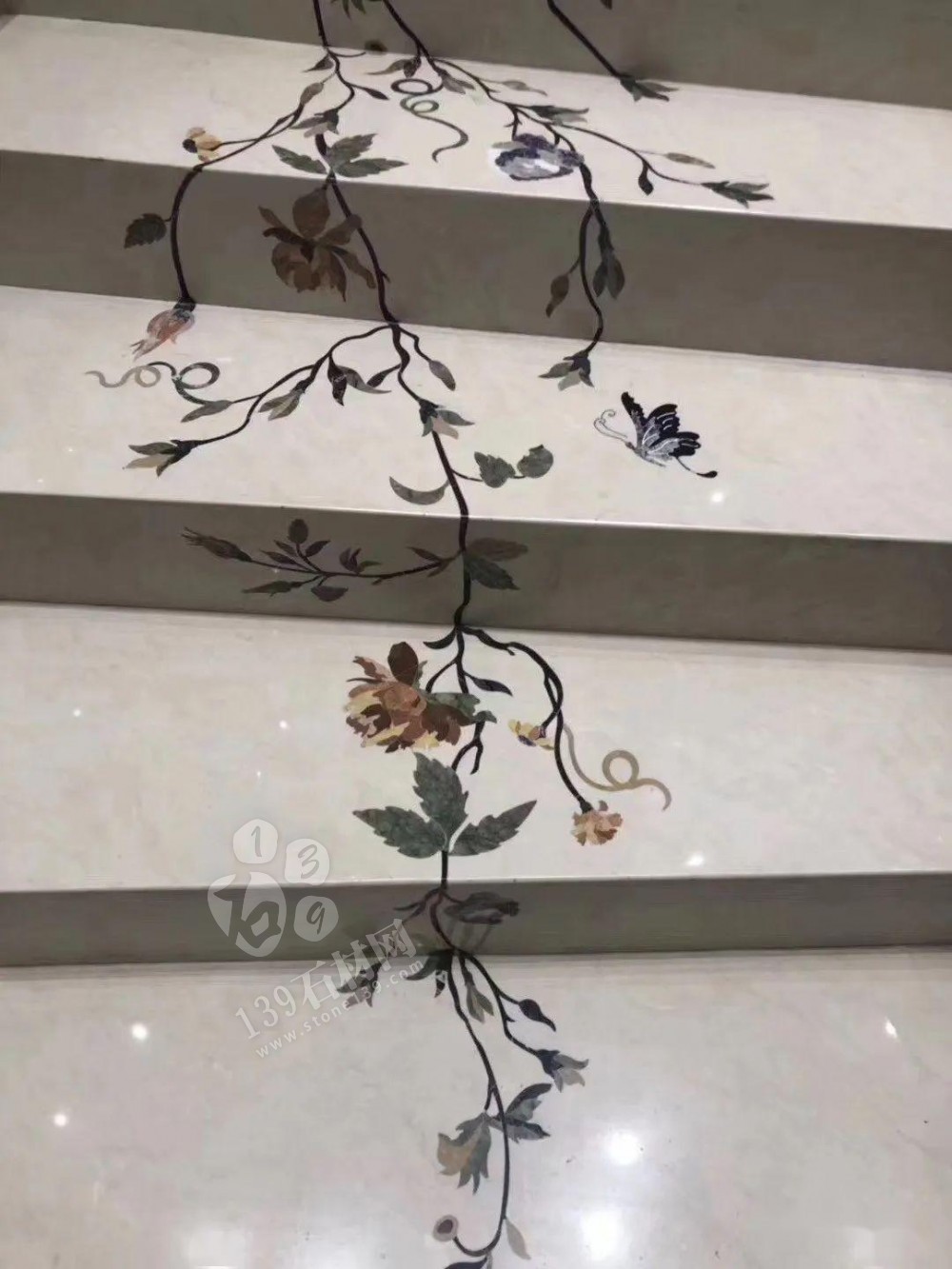 美呆了！大理石樓梯追紋（水刀拼花）效果制作工藝全流程介紹