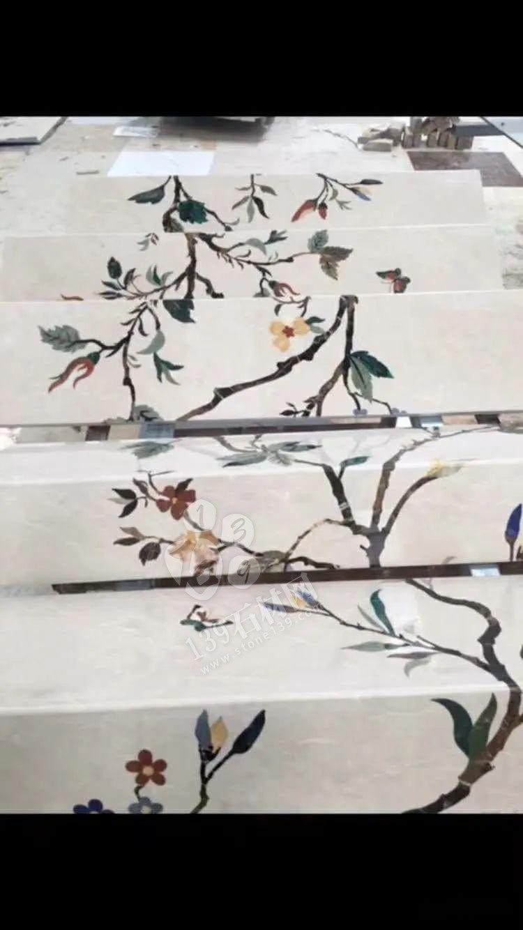 美呆了！大理石樓梯追紋（水刀拼花）效果制作工藝全流程介紹